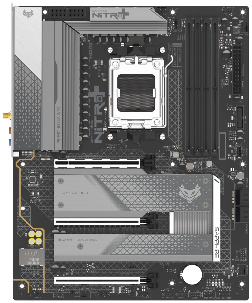SAPPHIRE NITRO+ B850A WIFI7 / B850 / AM5 / 3x M.2 / DP1.2 / HDMI / Wi-Fi / ATX